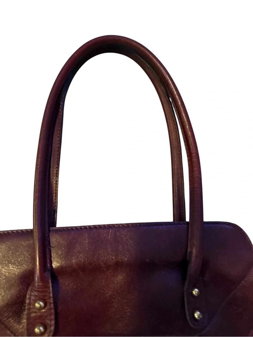 Vintage Women's Top-Handle Leather Tote in Deep Burgundy
